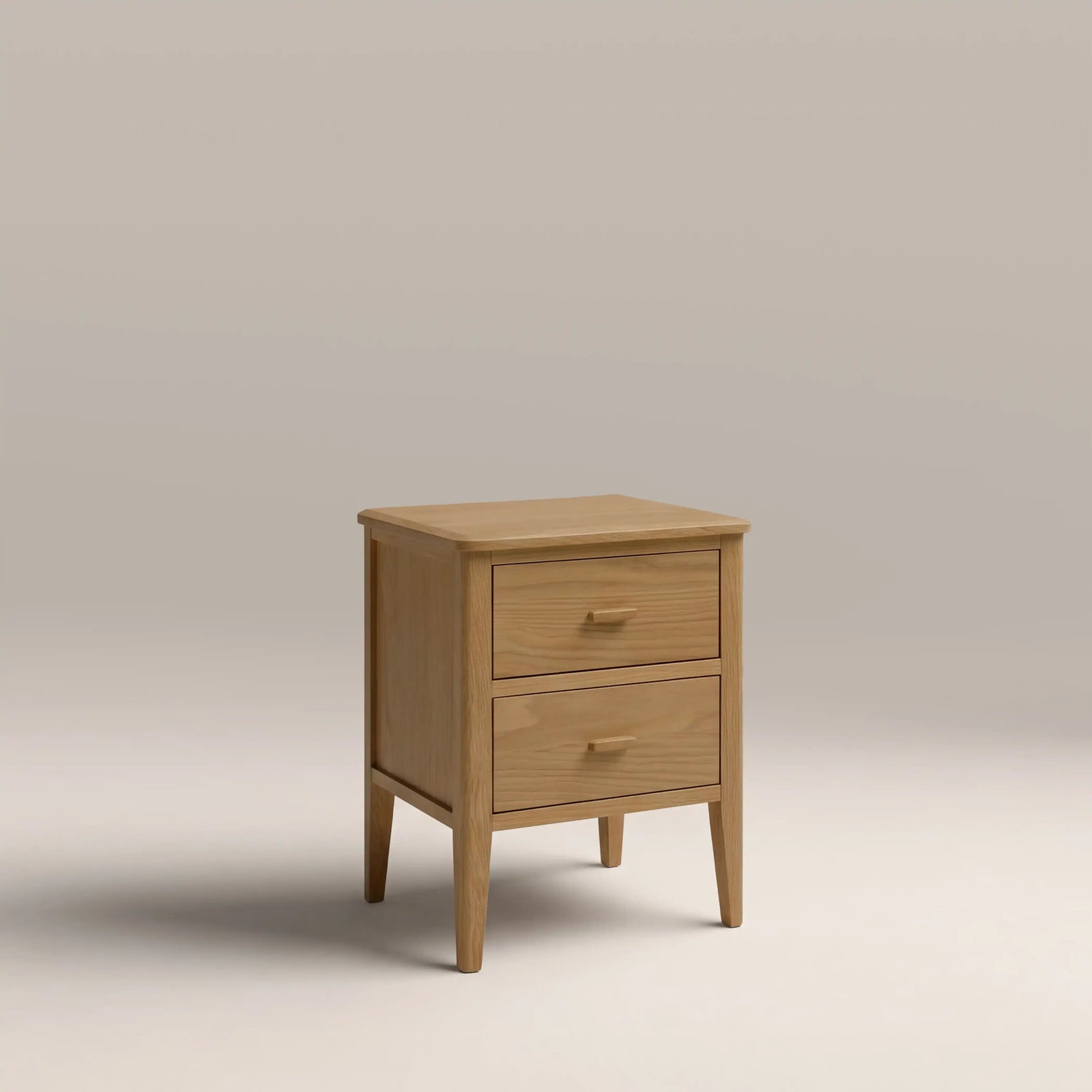 Zander Rectangle 2 Drawer Wooden Bedside Table | Natural