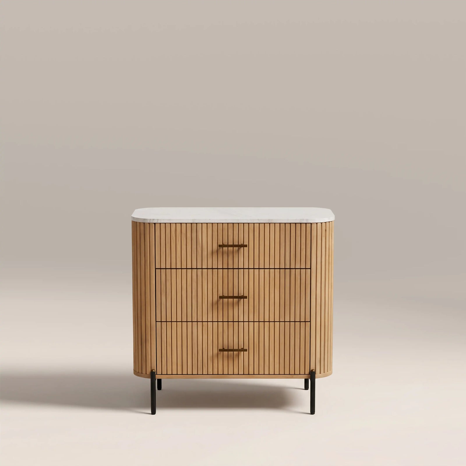 Oliver 3 Drawer Chest of Drawers | White Marble & Natural Mango Wood