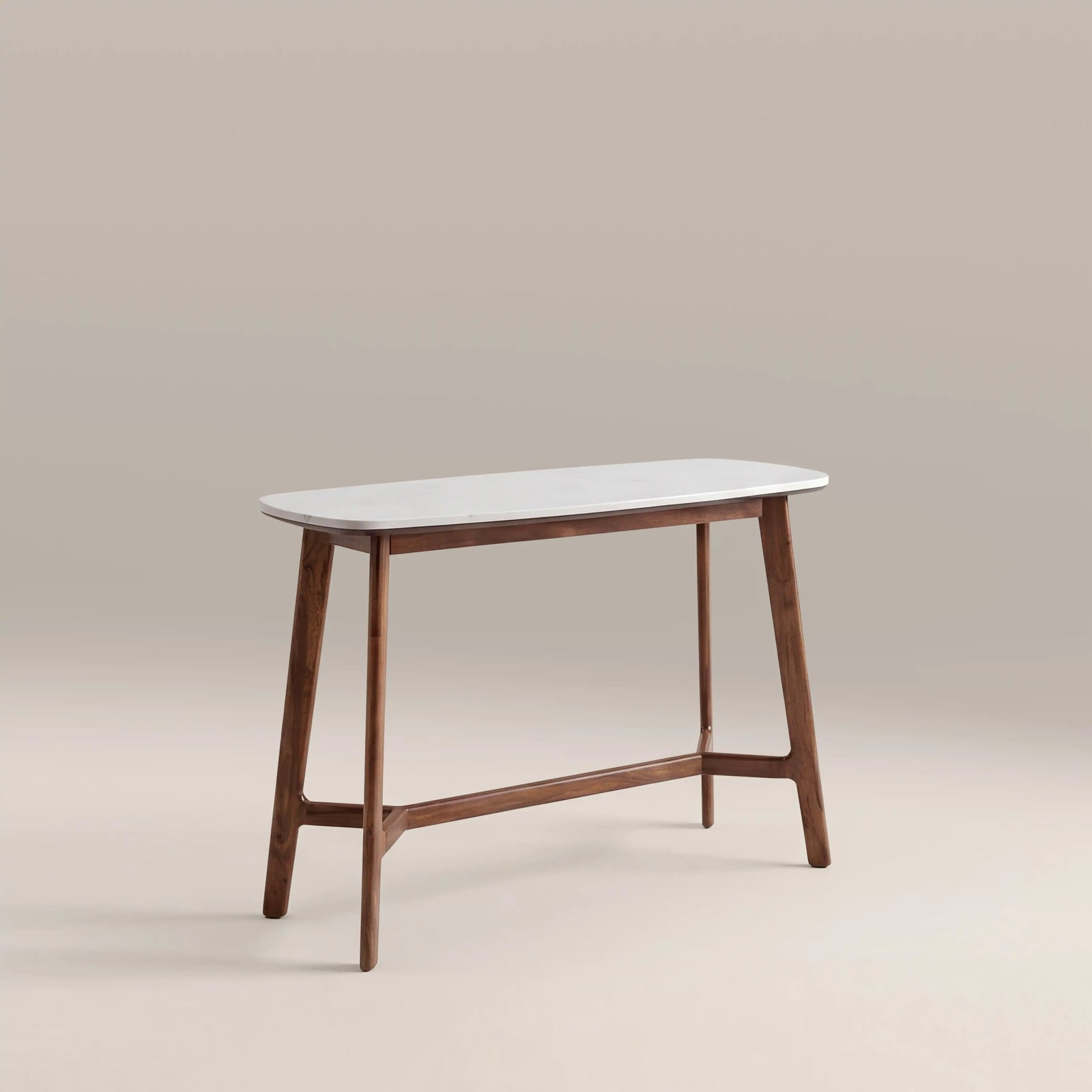 Lambert Console Table | White Marble & Walnut