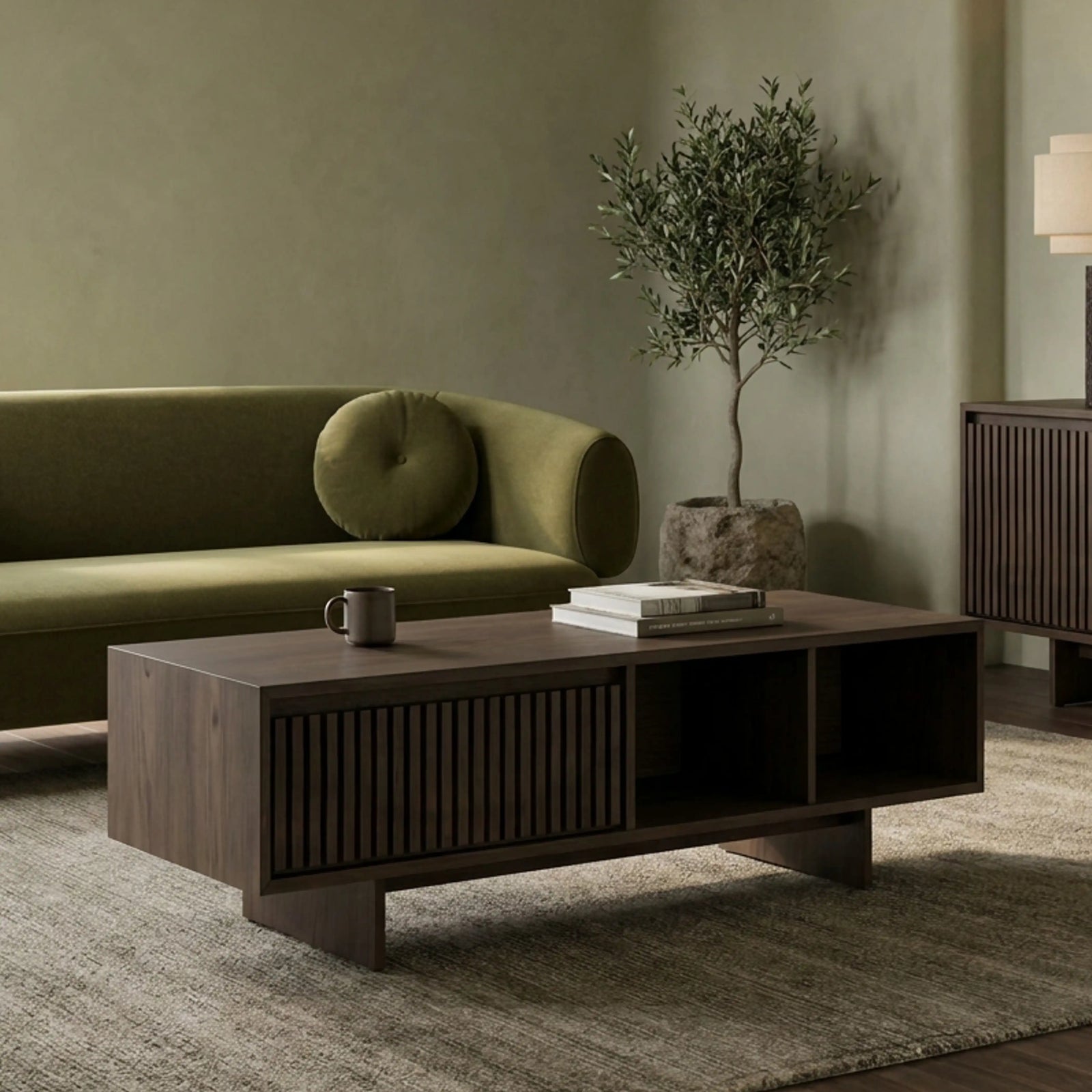Tampere Rectangle Wooden Storage Coffee Table | Dark Walnut