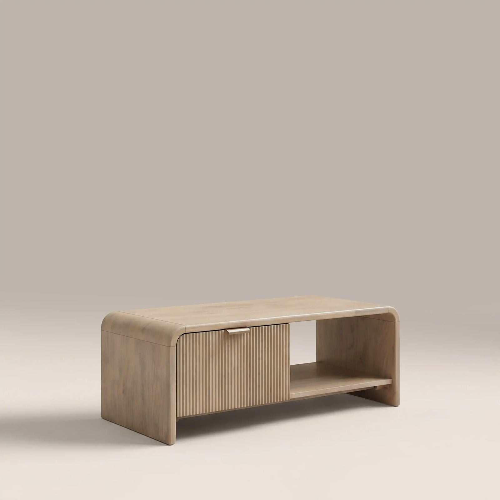 Winnie Curved Wooden Storage Coffee Table | Natural Mango Wood