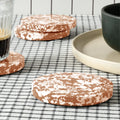 Rock Set of 4 Round Coasters | Caramel & White