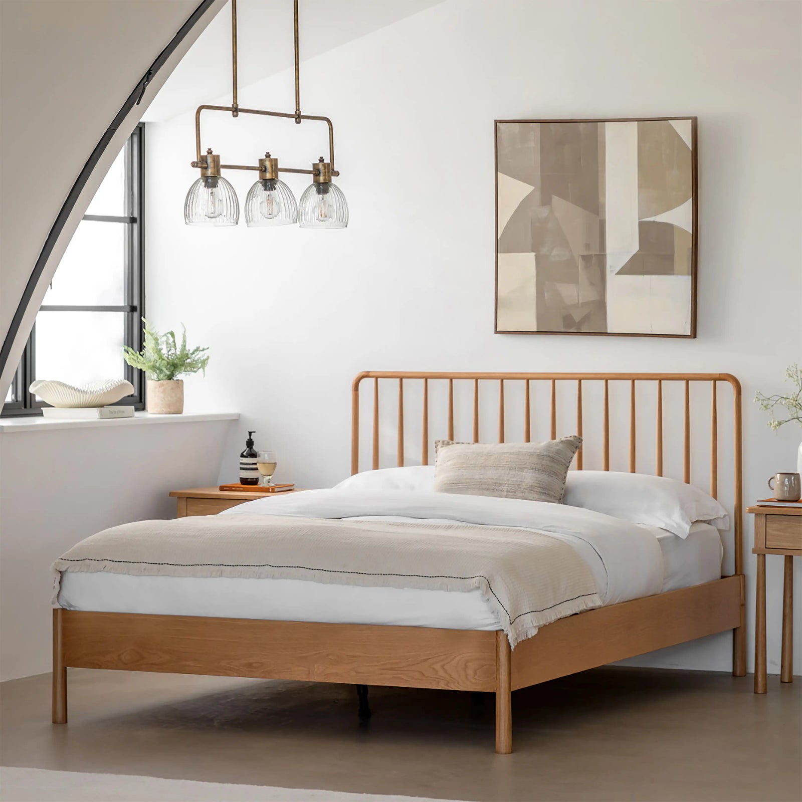 Eva Wooden Double Bed | Oak