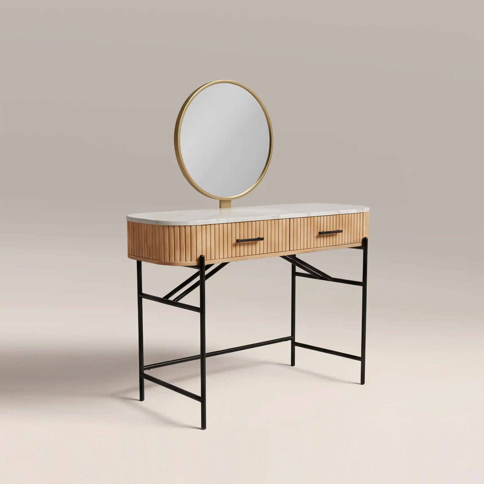 Oliver Dressing Table | White Marble & Natural
