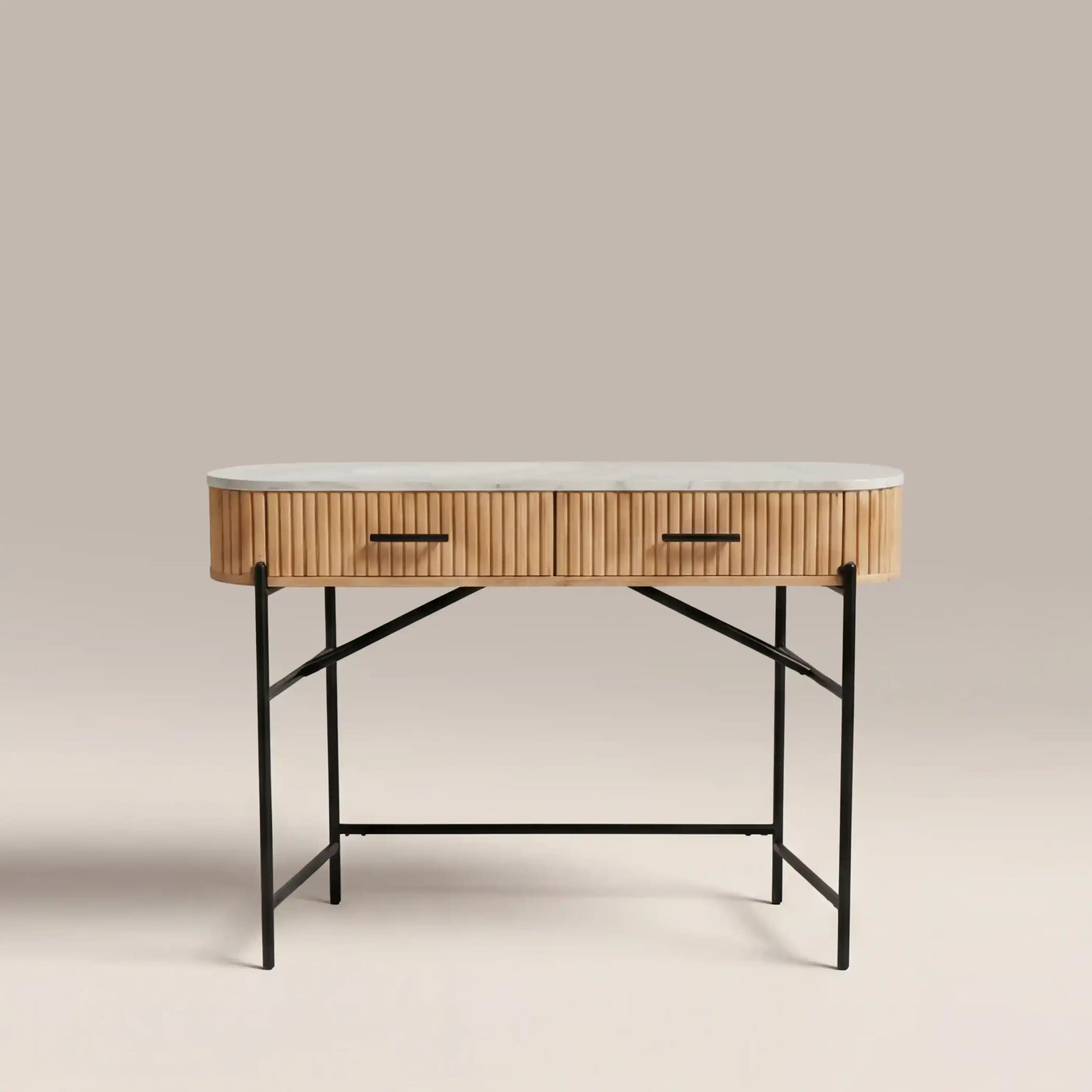 Oliver Dressing Table | White Marble & Natural
