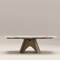 Kova 6-8 Seat Oval Dining Table | Light Coffee Marble Effect & Bronze