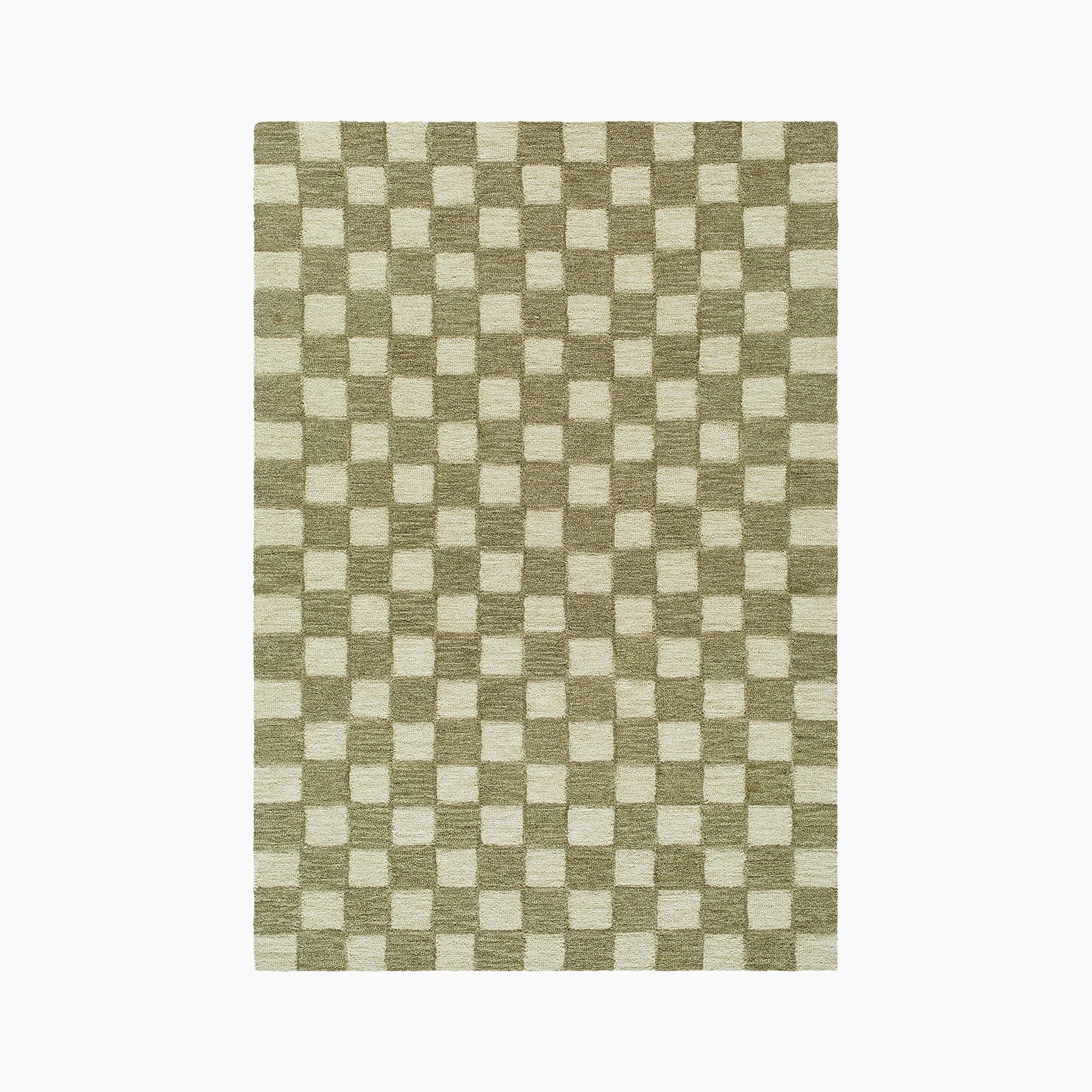 Lahti Hand Tufted Wool Rug | Green Checkerboard