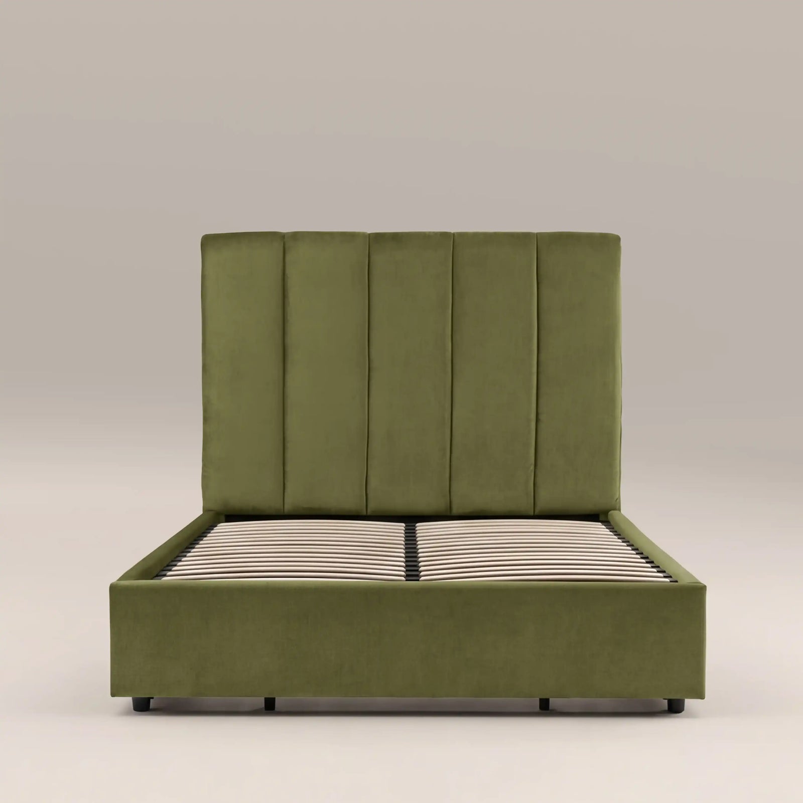 Aela Storage Ottoman King Bed | Olive Green
