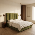 Aela Ottoman Storage King Bed | Olive Green