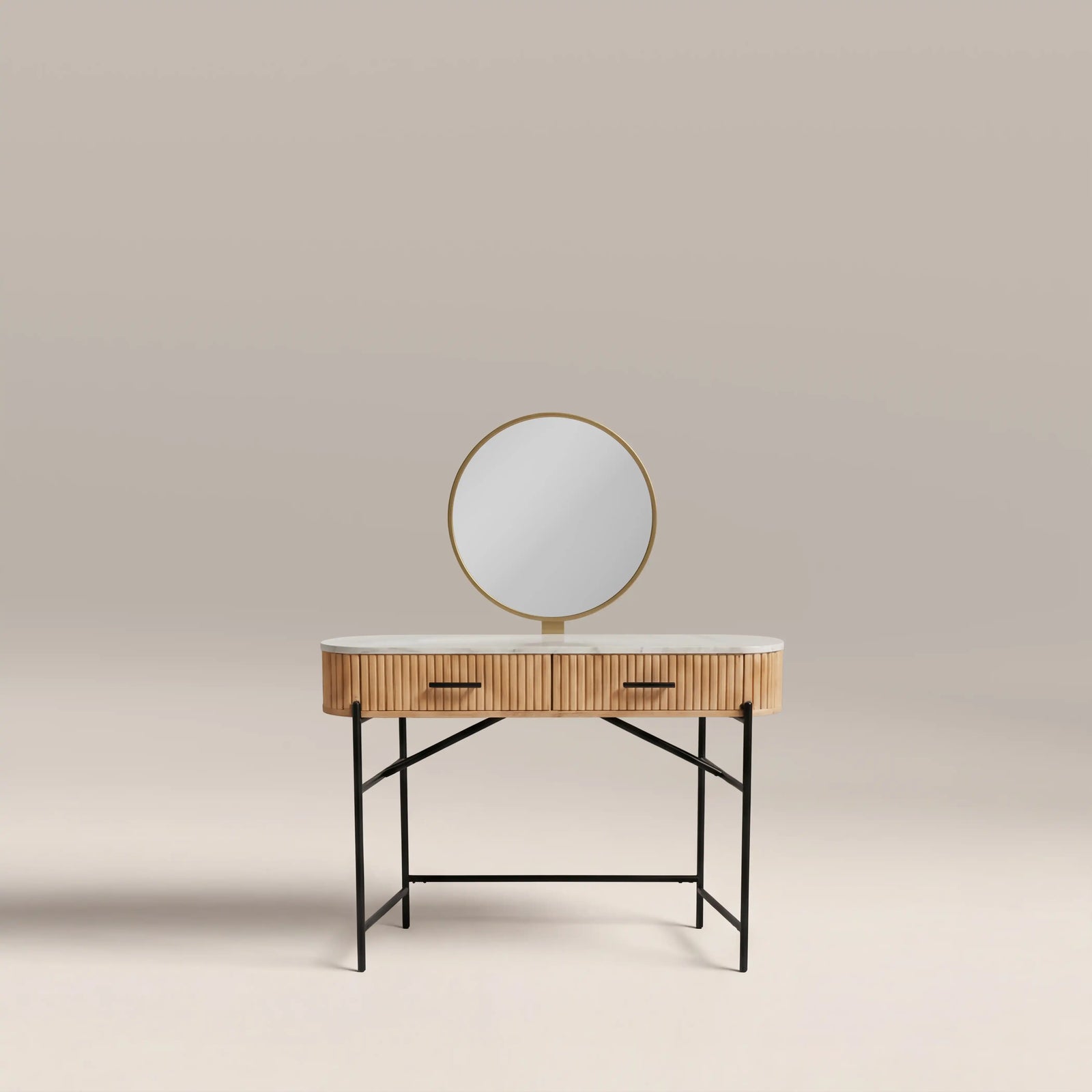 Oliver Round Dressing Table Mirror, 73 x 73 cm | Brass
