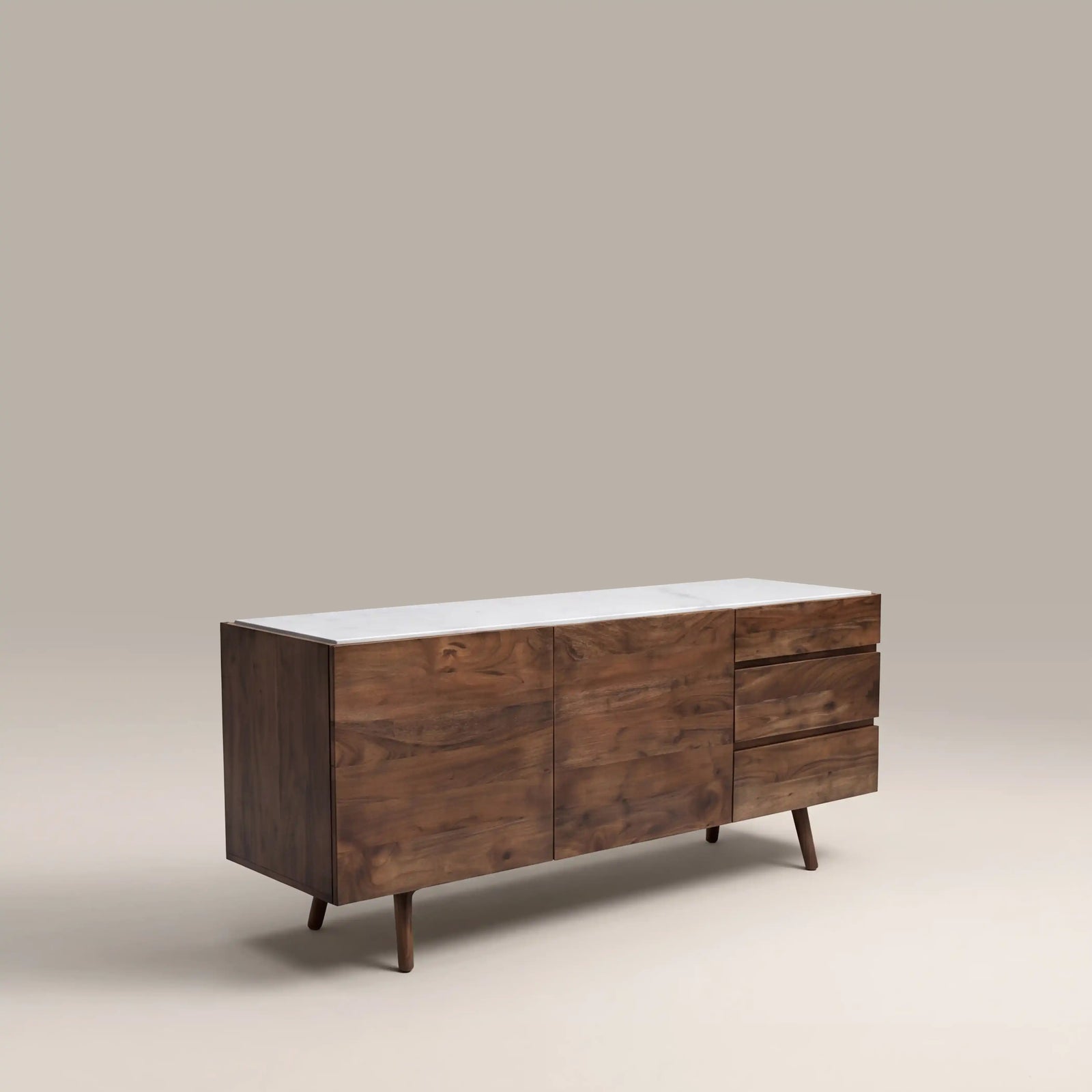 Lambert 2 Door Sideboard | White Marble & Walnut