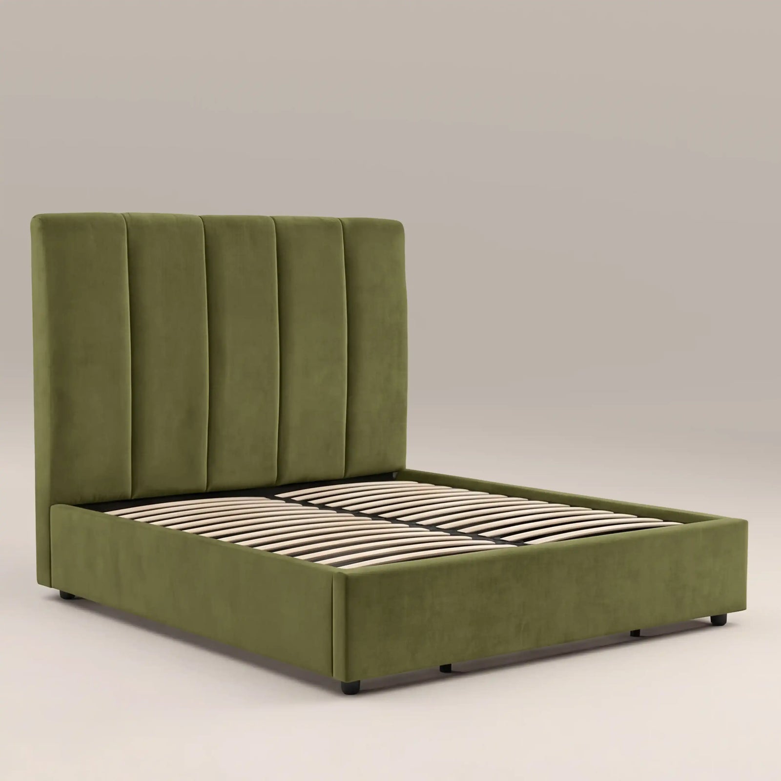 Aela Storage Ottoman Super King Bed | Olive Green