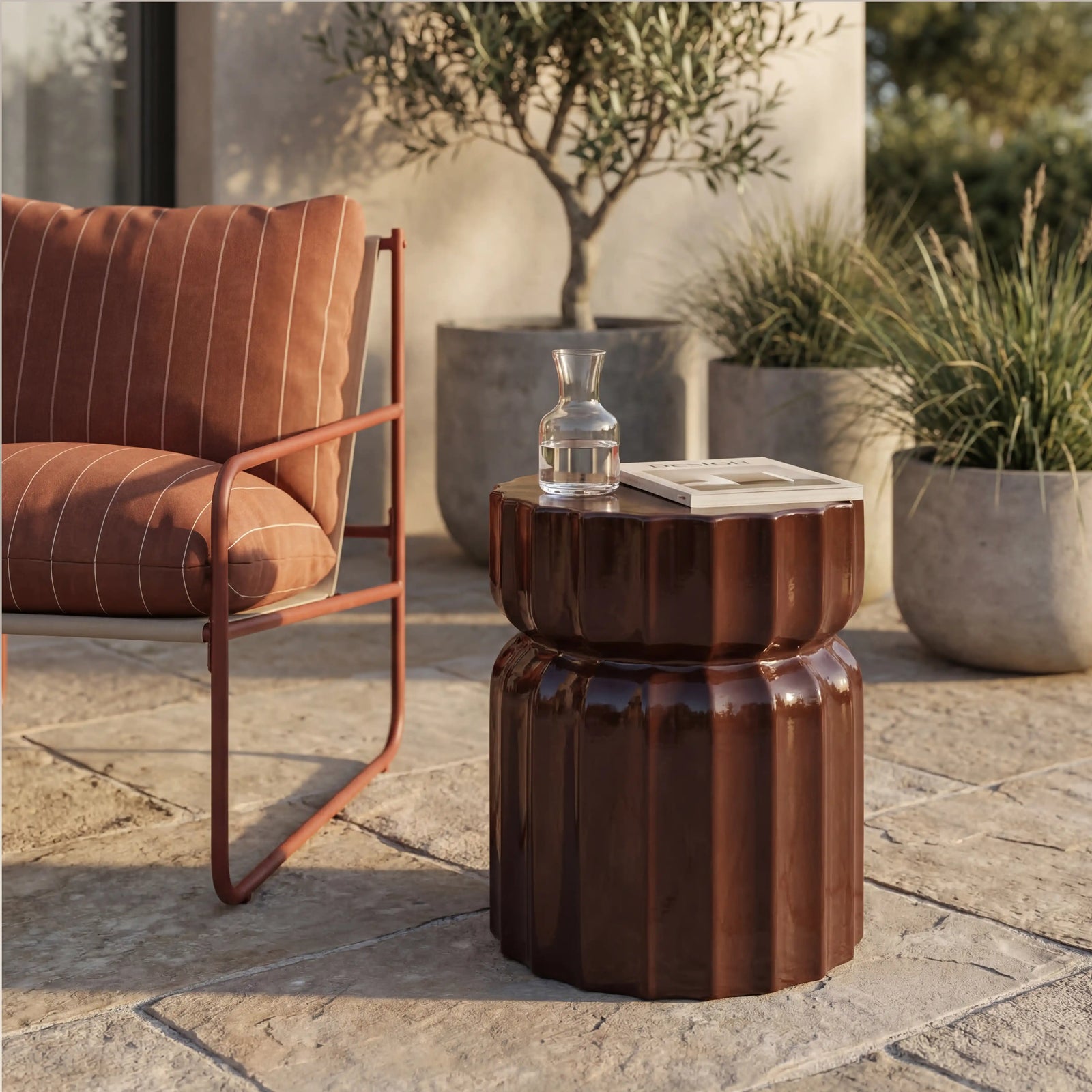 Amara Round  Side Table | Rust Red