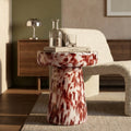 Ottis Round Side Table | Maroon Red Glass