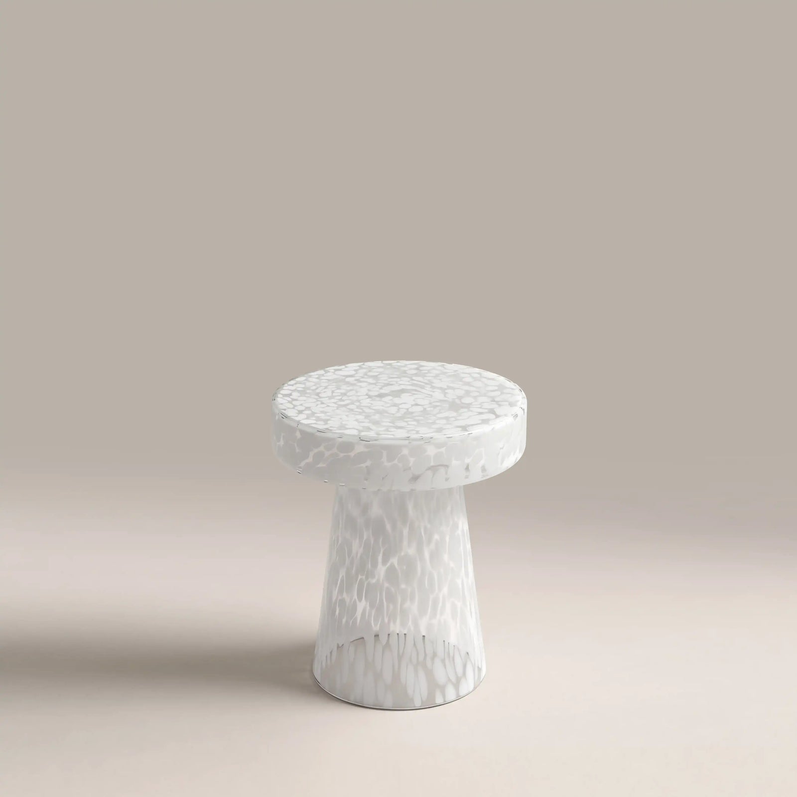 Ottis Round Side Table | White Glass