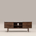 Lambert 2 Door TV Stand | White Marble & Walnut