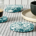Rock Set of 4 Round Coasters | Forest Green & White
