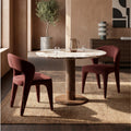 Dita 2 Seat Round Dining Table | French Riviera Honed Marble & Walnut