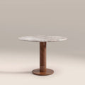 Dita 2 Seat Round Dining Table | French Riviera Honed Marble & Walnut
