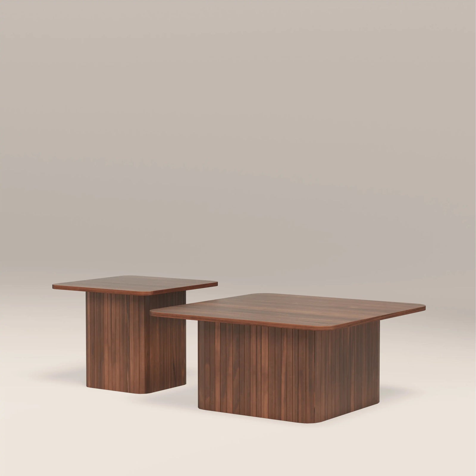 Emery Set of 2 Square Wooden Coffee Tables | Walnut