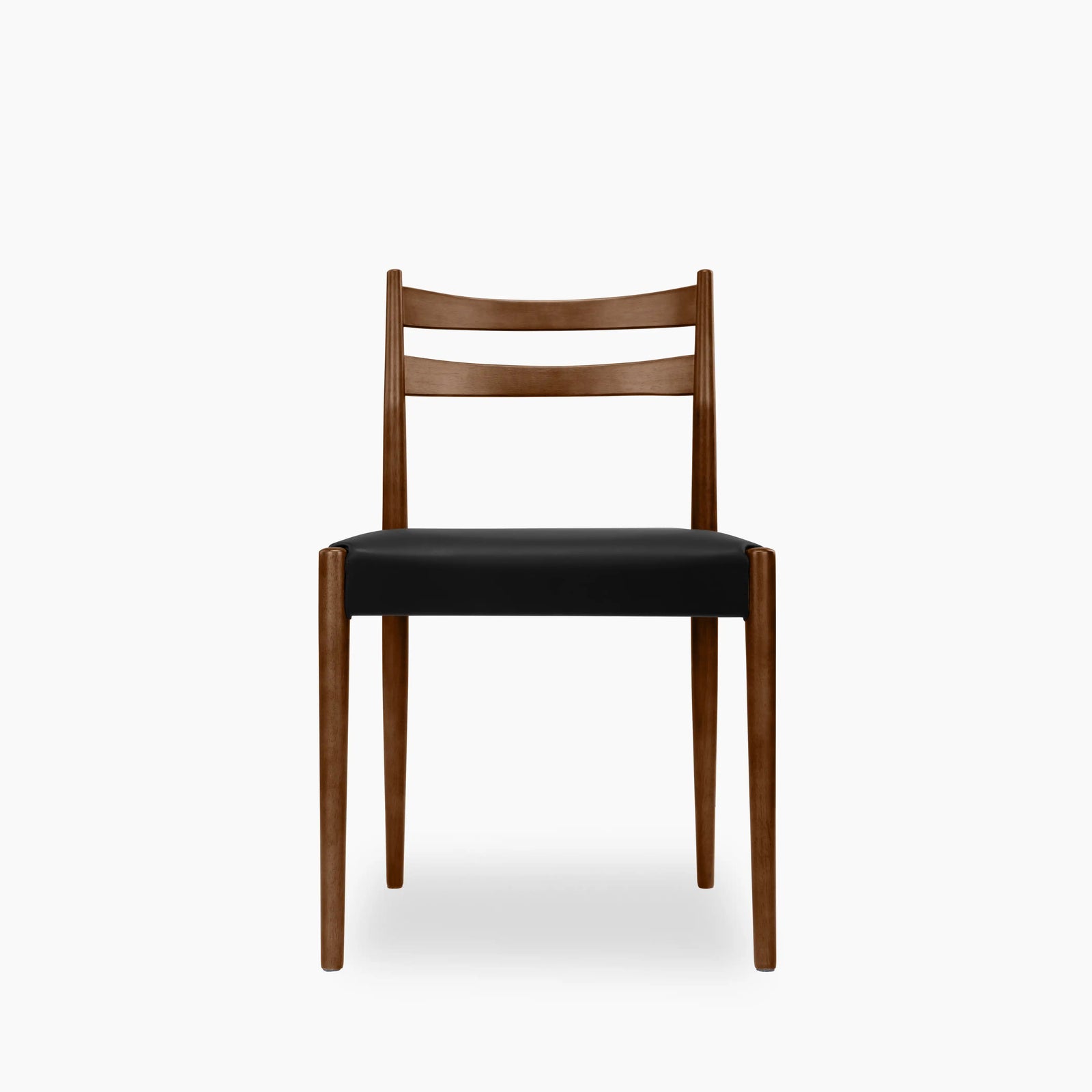Caleb Wooden Dining Chair | Noir Black Faux Leather & Walnut