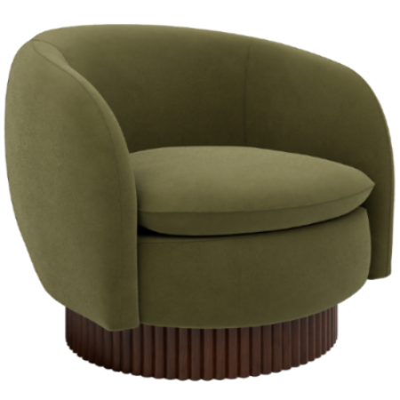 Green armchair with a ribbed base