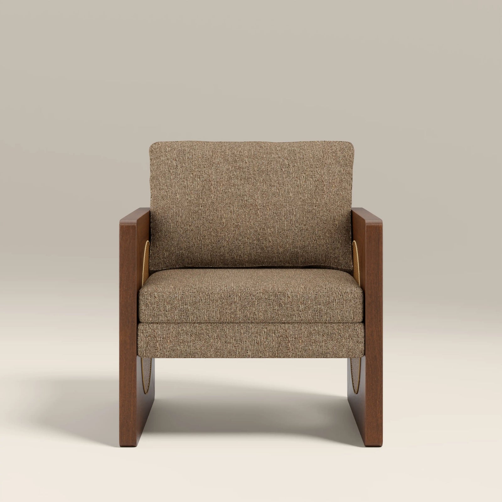 Greta Accent Chair | Speckled Cappuccino Boucle & Walnut
