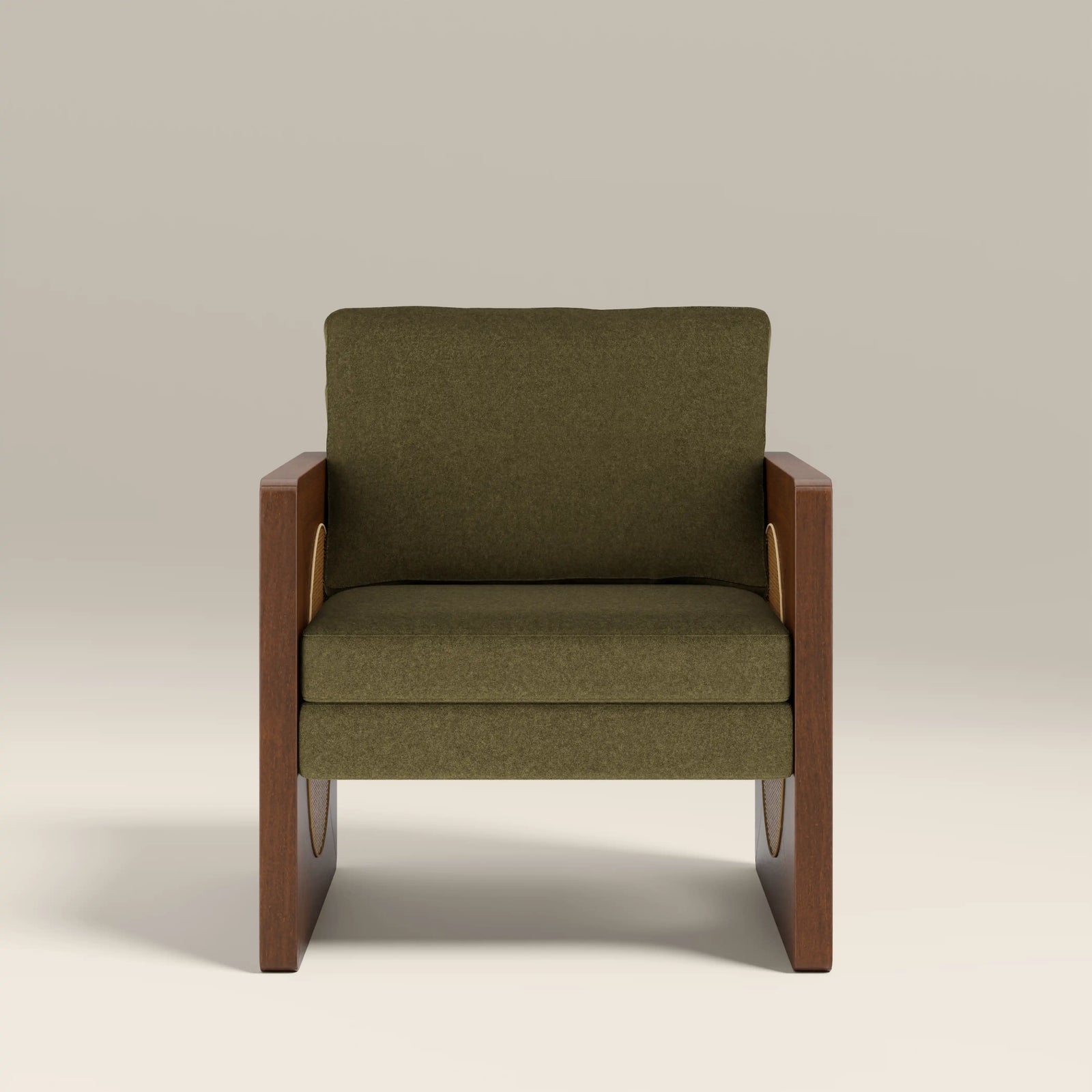 Greta Accent Chair | Moss Green Sustainable Mohair Velvet & Walnut