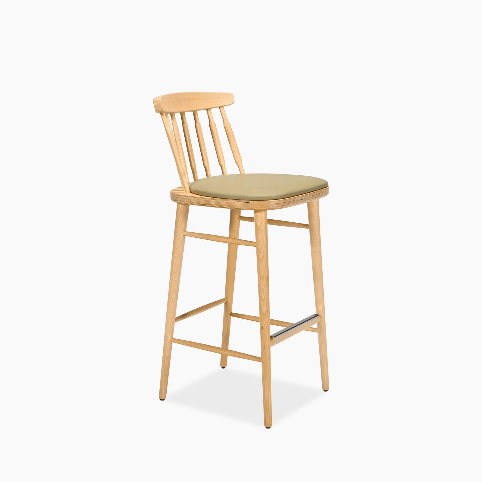 Tessa Wooden Bar Stool | Upholstered Seat