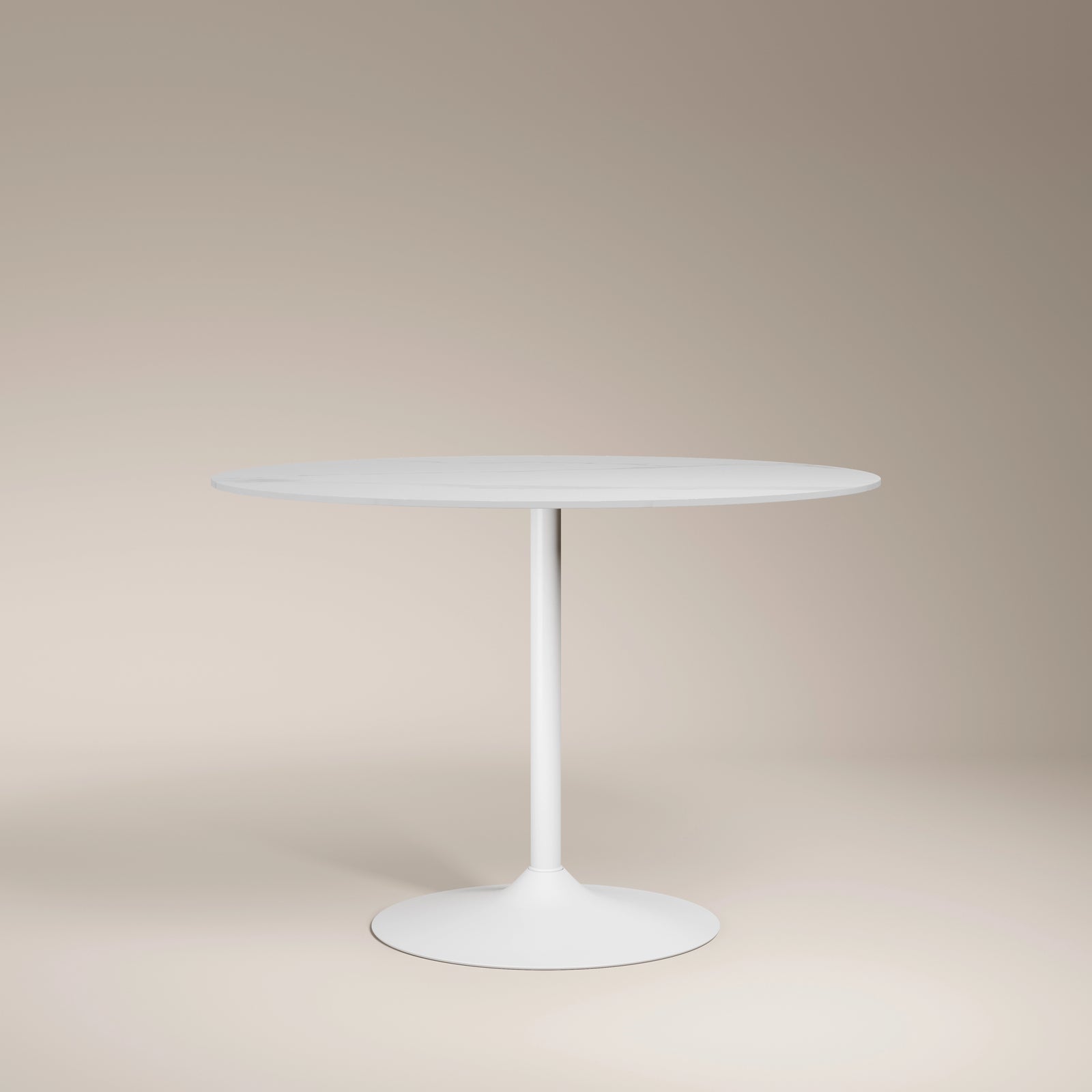 Isla 4 Seat Round Dining Table | White Ceramic & White