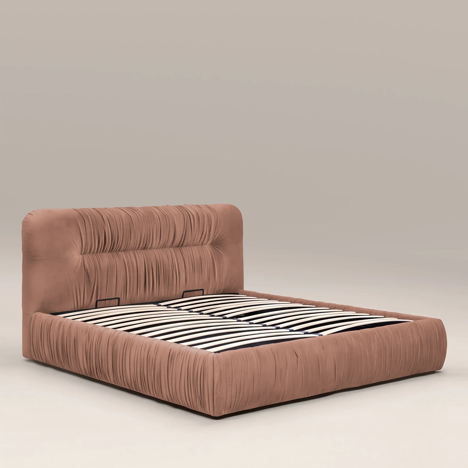 Bronte Ottoman Storage King Bed | Blush Pink Sustainable Velvet