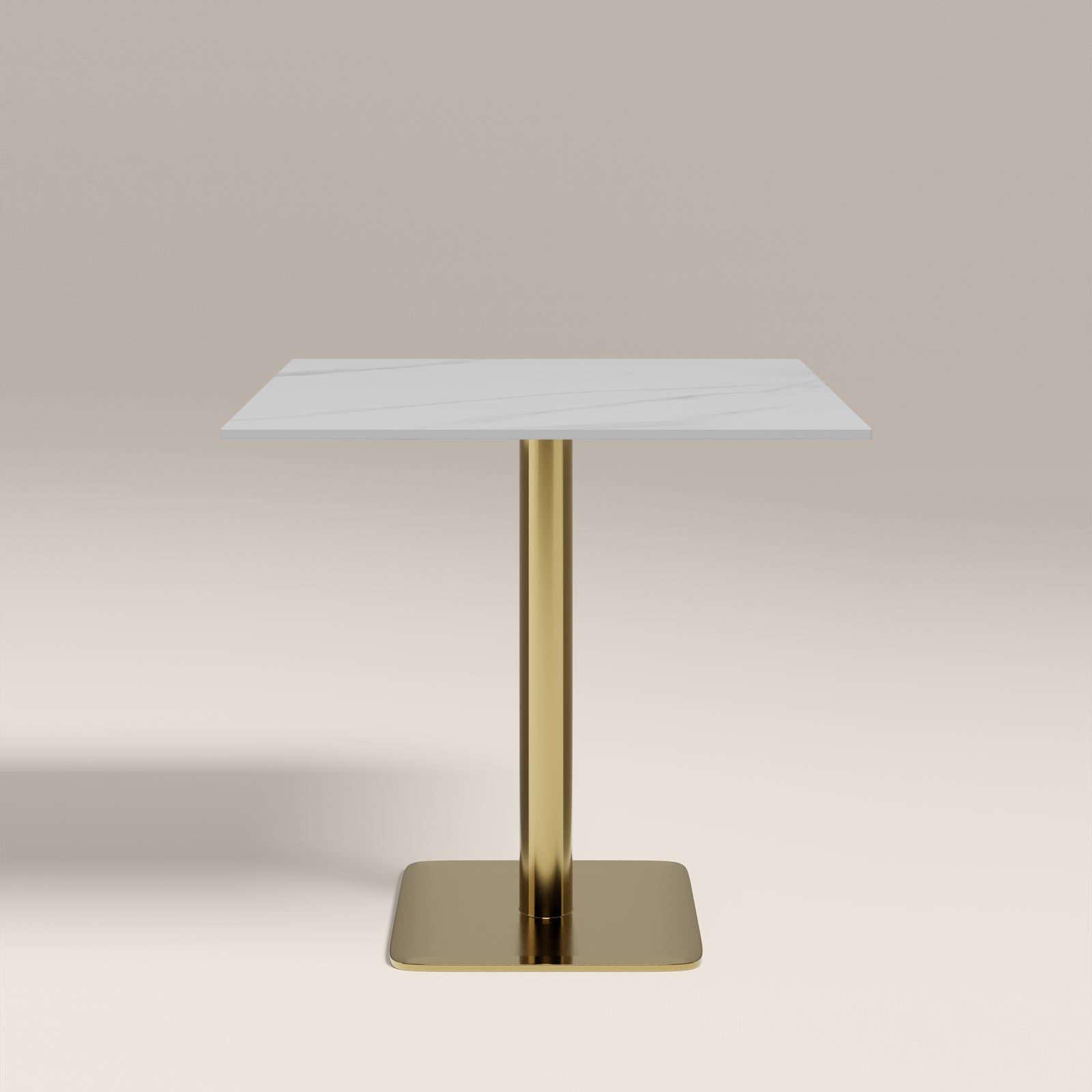 Kinsley 2 Seat Square Cafe Table | White Marble & Brass