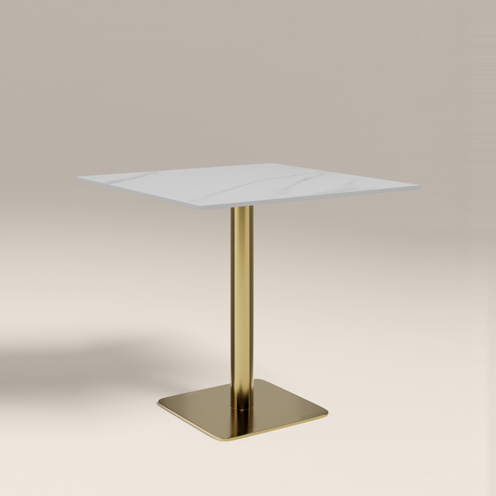 Kinsley 2 Seat Square Cafe Table | White Marble & Brass