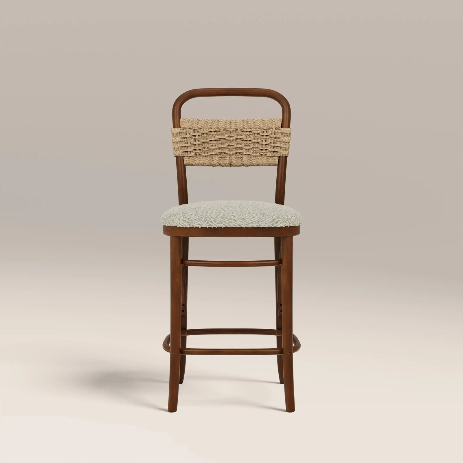 Daisy Wooden Kitchen Stool | Speckled Stone Sustainable Boucle & Walnut