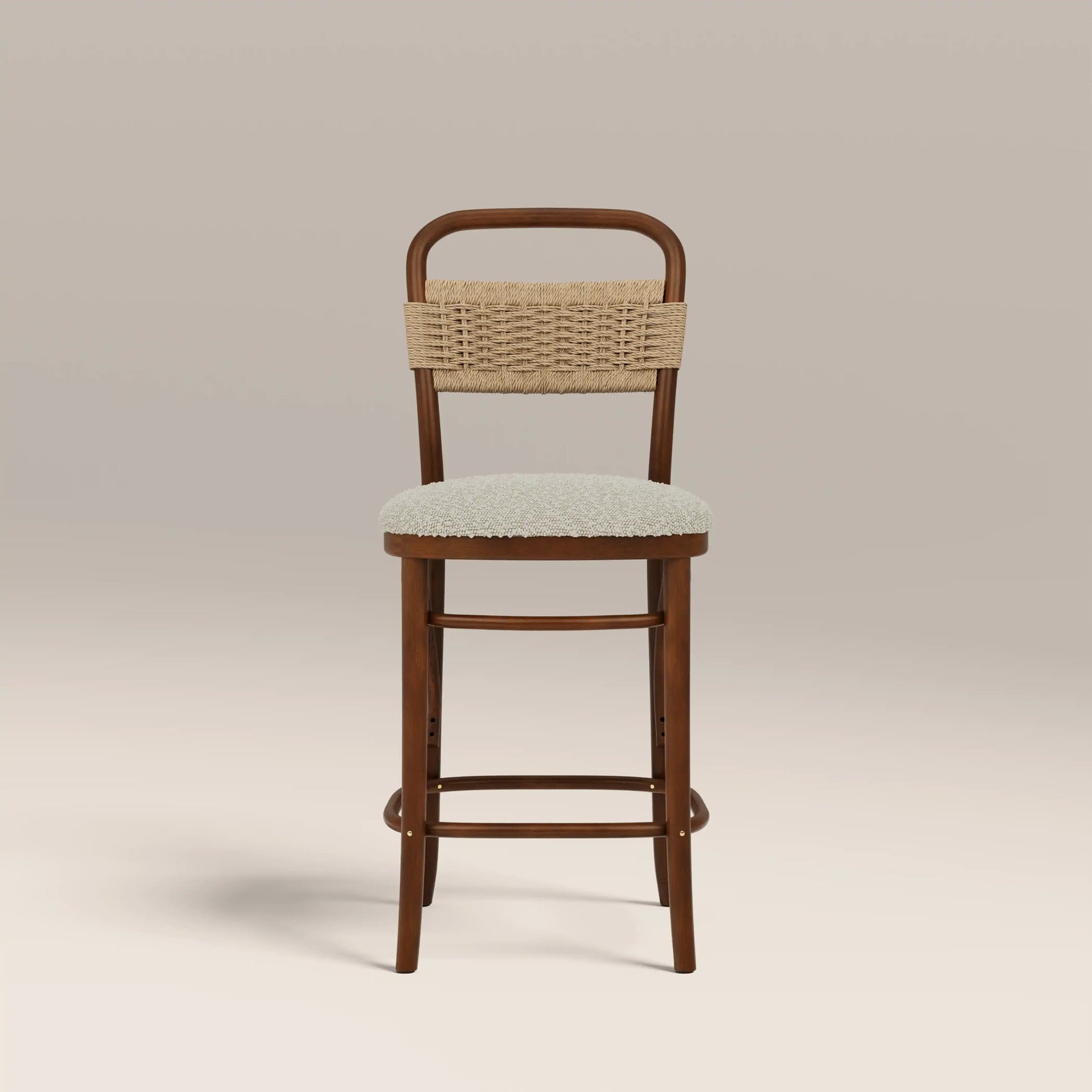 Daisy Wooden Kitchen Stool | Speckled Stone Sustainable Boucle & Walnut