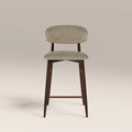 Halston Kitchen Stool | Soft Barley Sustainable Mohair Velvet & Walnut