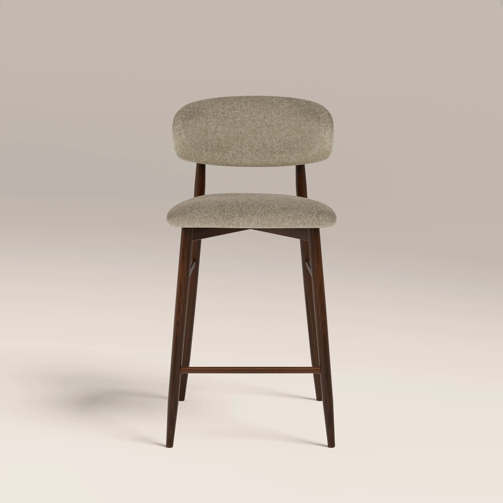 Halston Kitchen Stool | Soft Barley Sustainable Mohair Velvet & Walnut