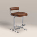 Wilbur Kitchen Stool | Vintage Tan Faux Leather & Brushed Chrome