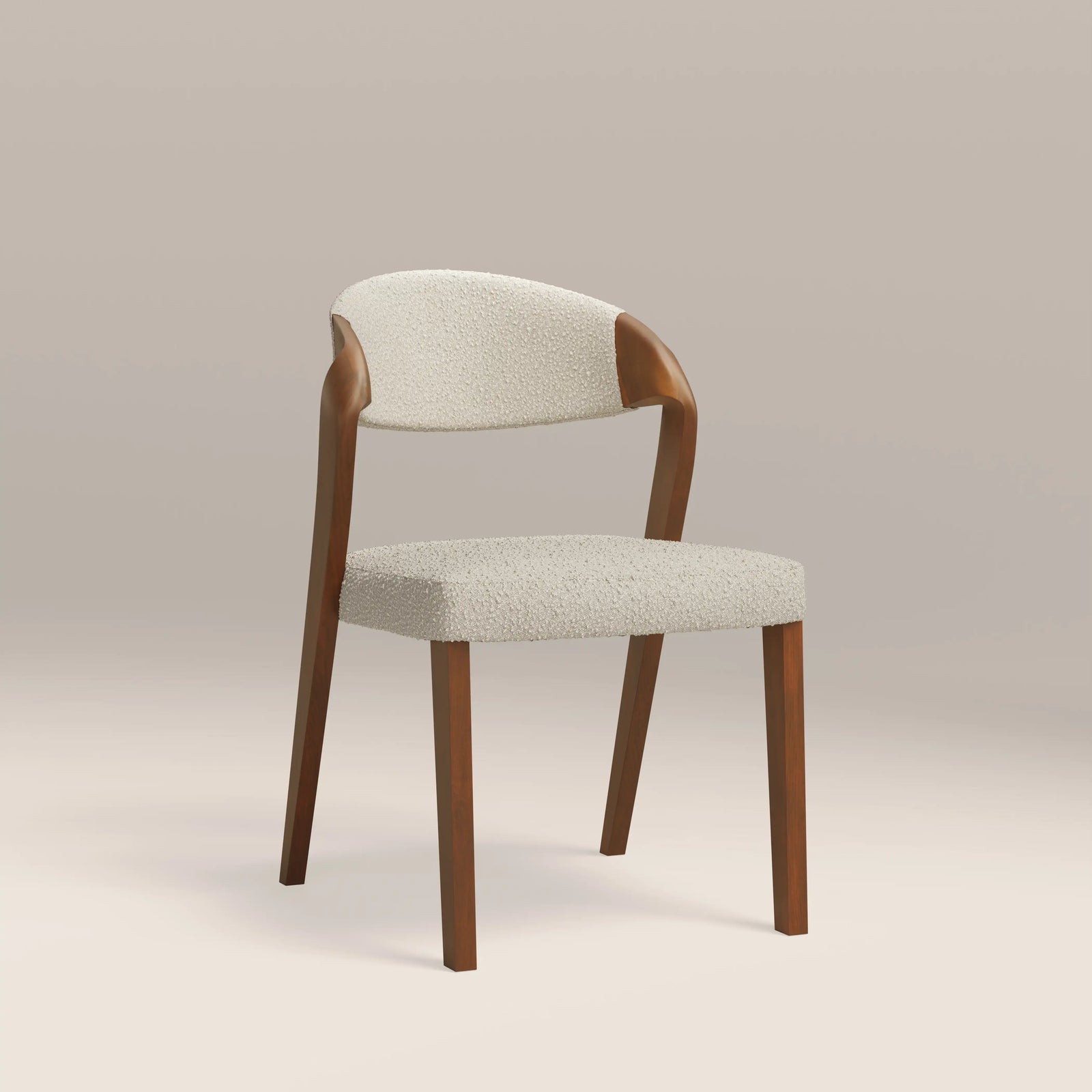 Kennedy Dining Chair | Speckled Stone Sustainable Boucle & Walnut