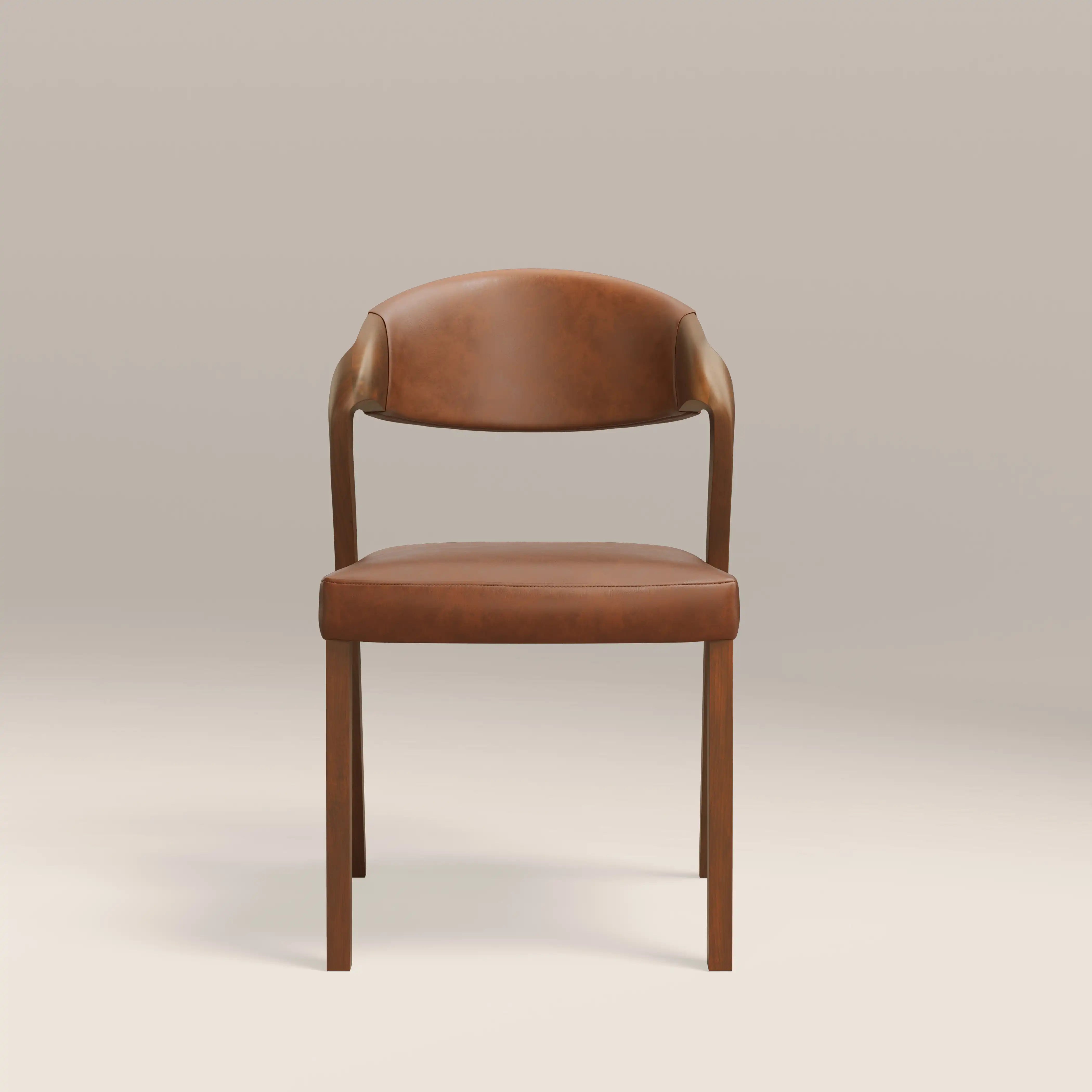 Kennedy Dining Chair | Vintage Tan Faux Leather & Walnut