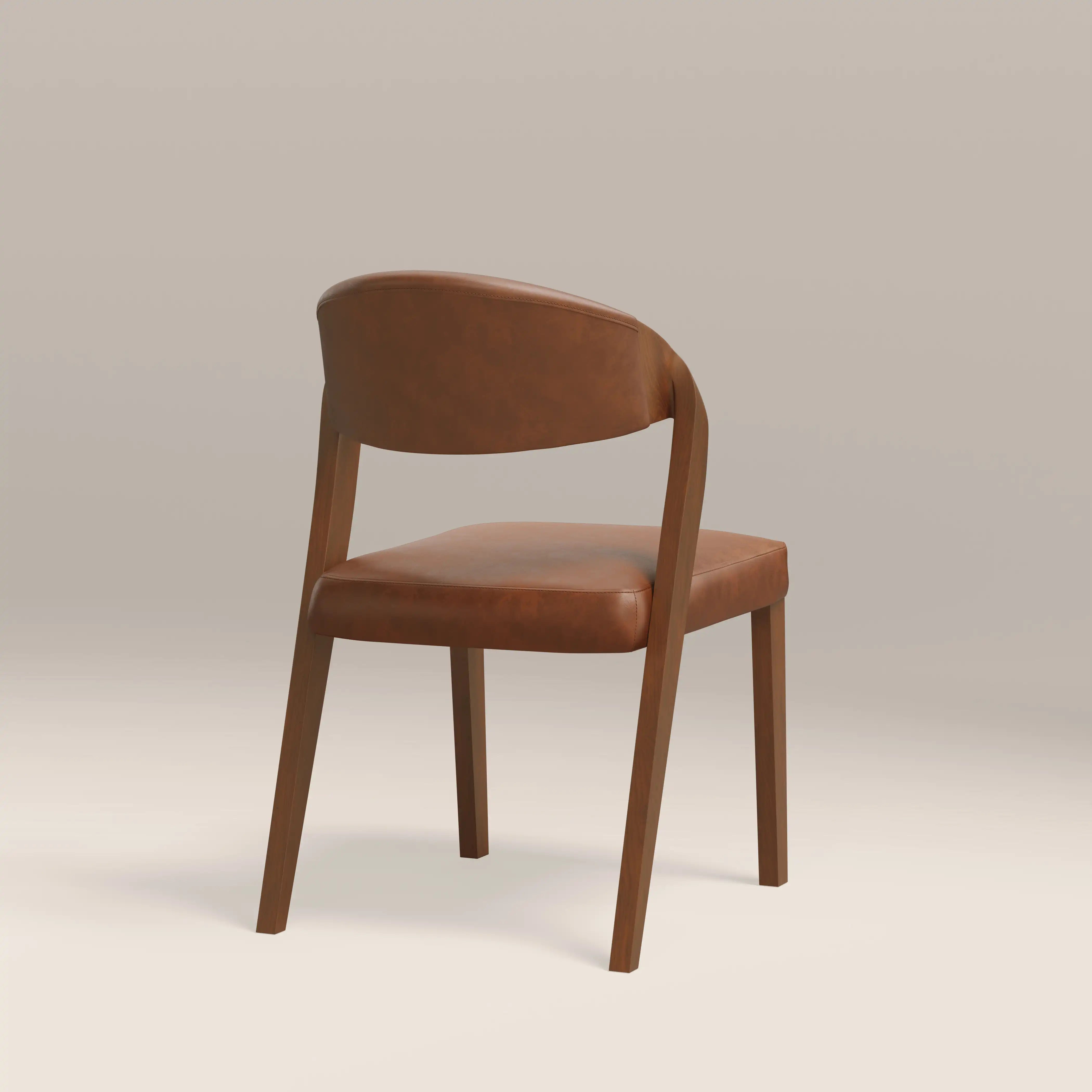 Kennedy Dining Chair | Vintage Tan Faux Leather & Walnut
