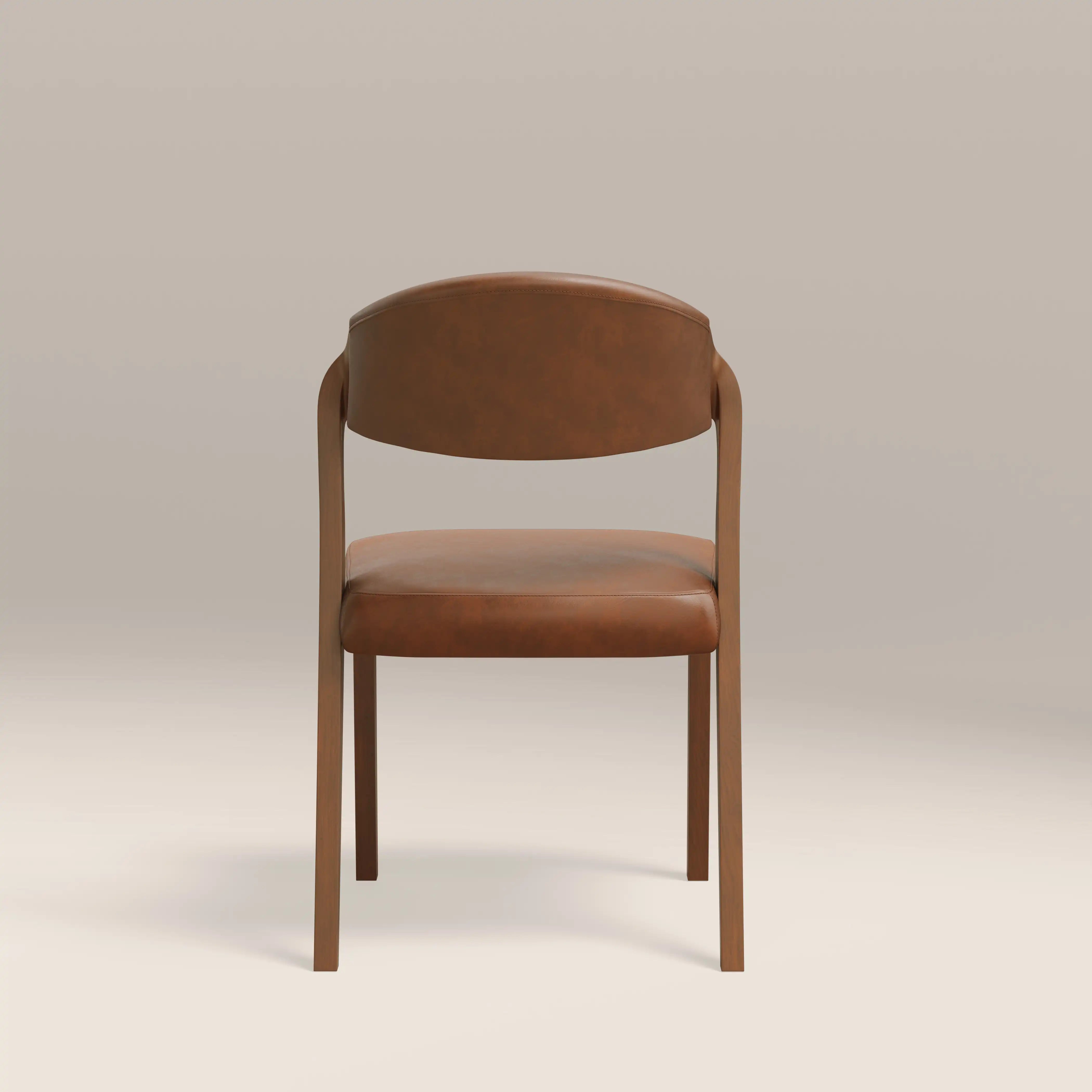 Kennedy Dining Chair | Vintage Tan Faux Leather & Walnut
