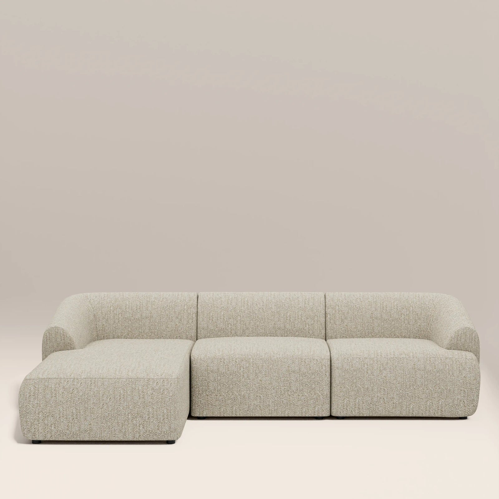 Malmo Left Hand 3 Seater Chaise Sofa | Oatmeal Woven Boucle