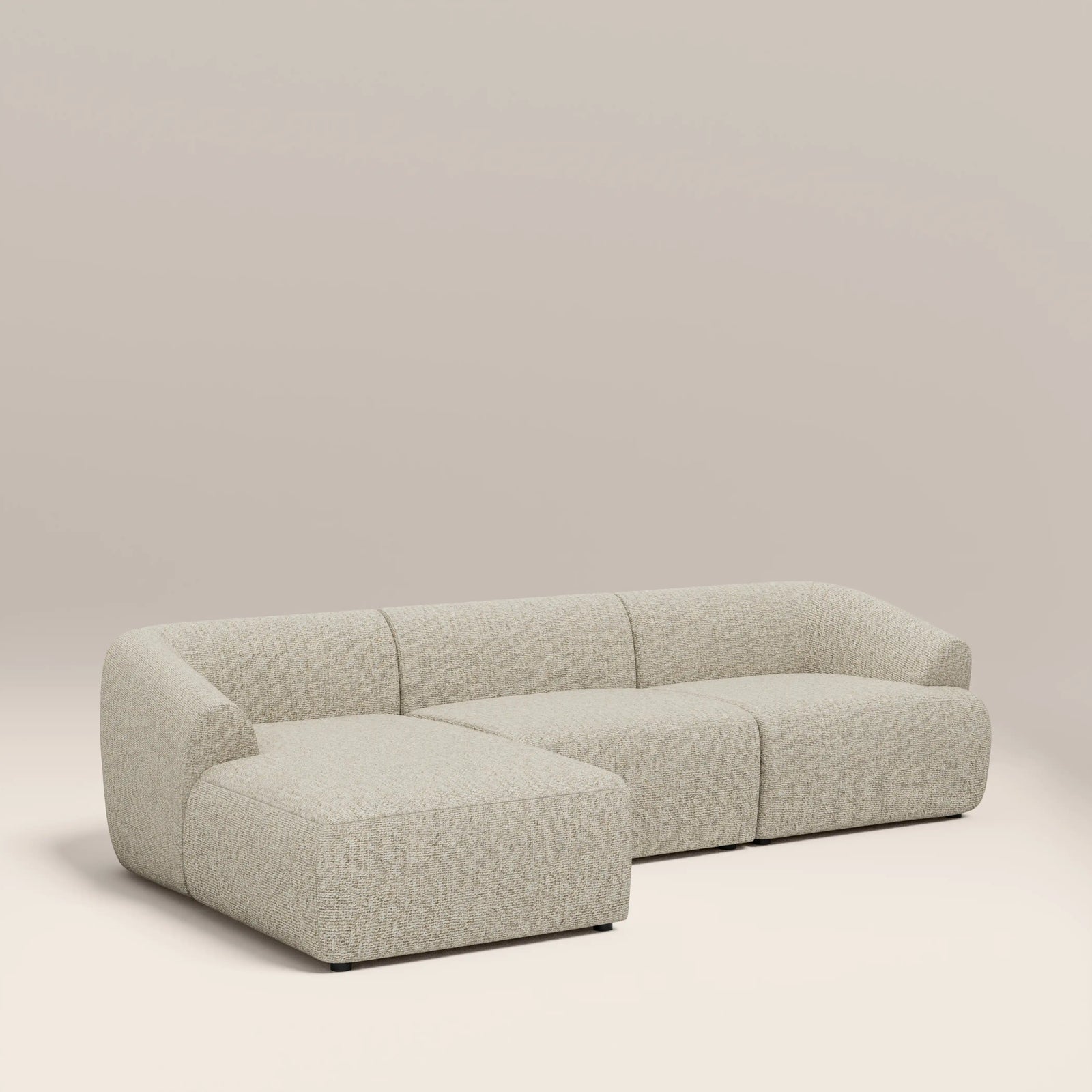 Malmo Left Hand 3 Seater Chaise Sofa | Oatmeal Woven Boucle