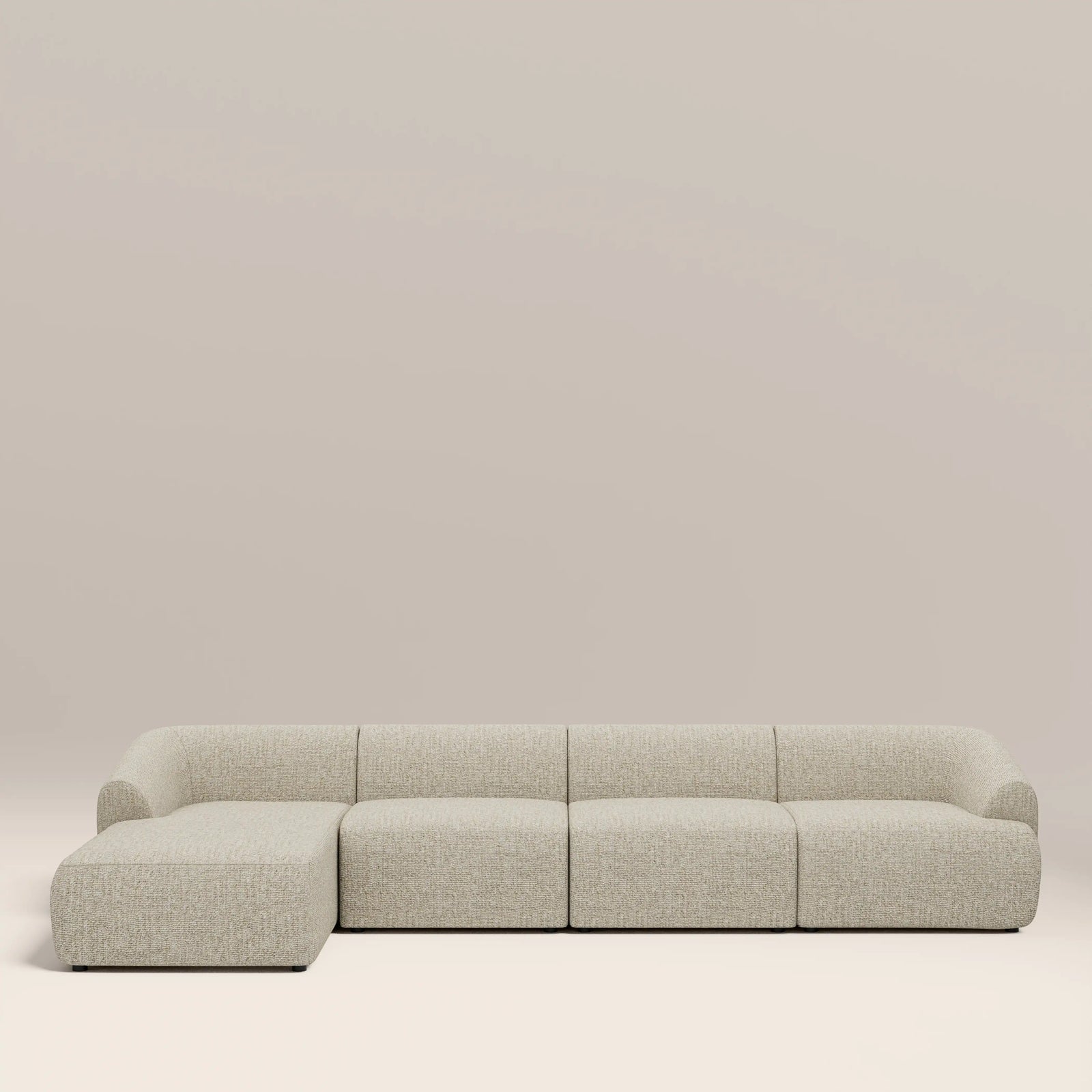 Malmo Left Hand 4 Seater Chaise Sofa | Oatmeal Woven Boucle