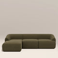 Malmo Left Hand 3 Seater Chaise Sofa | Olive Green Velvet Chenille