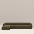 Malmo Left Hand 4 Seater Chaise Sofa | Olive Green Velvet Chenille
