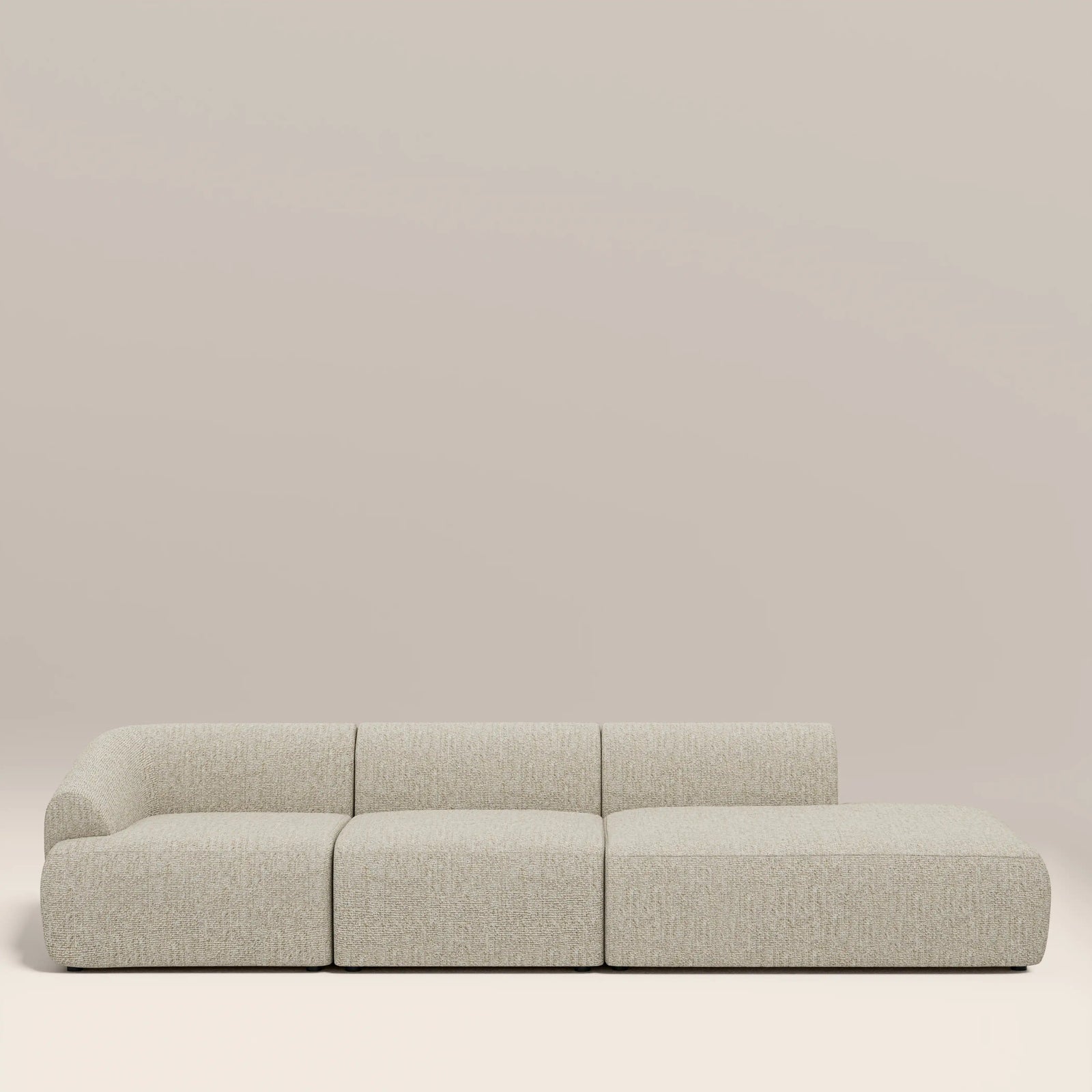 Malmo Left Hand 3 Seater Divan Sofa | Oatmeal Woven Boucle