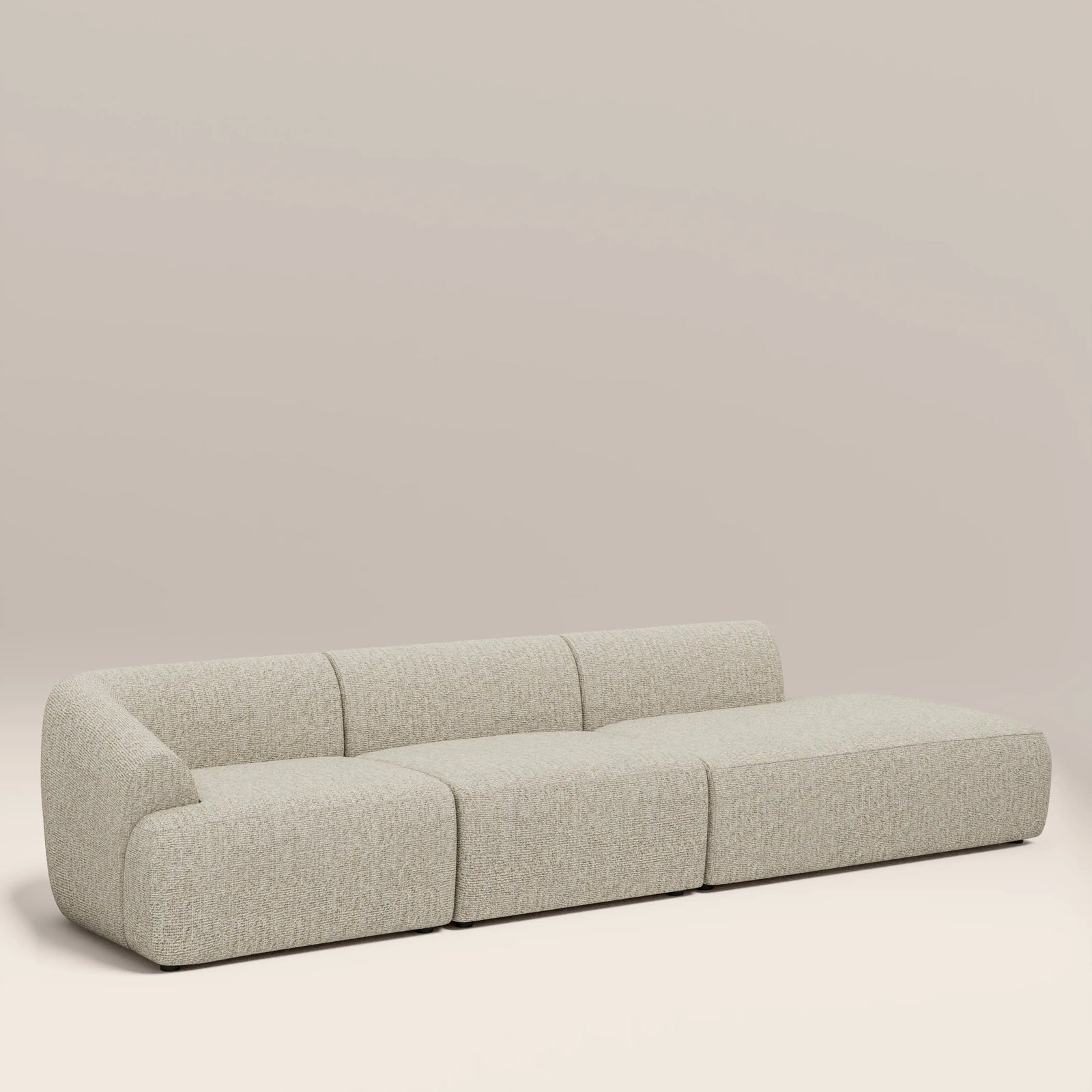Malmo Left Hand 3 Seater Divan Sofa | Oatmeal Woven Boucle