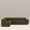 Bamba Left Hand Armless 3 Seater Corner Sofa | Olive Green Velvet Chenille